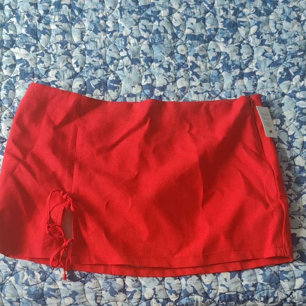 Ardene Red Mini Skirt with Tie Detail